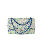 CHANEL Handbag Classic Flap / White 23S White Blue Green Tweed Quilted Classic Flap Medium -Knockoff
