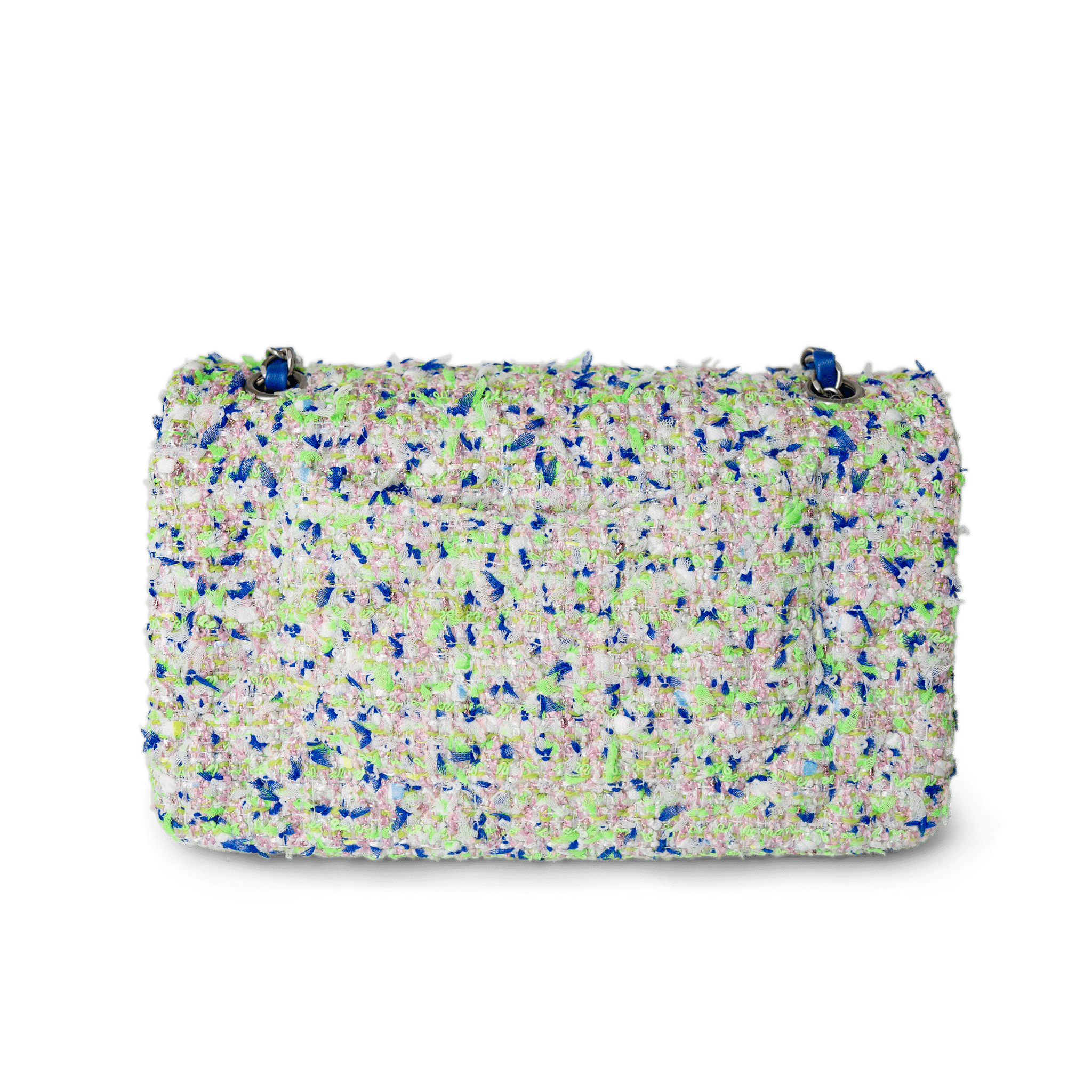 CHANEL Handbag Classic Flap / White 23S White Blue Green Tweed Quilted Classic Flap Medium -Knockoff
