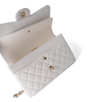 CHANEL Handbag Classic Flap / White White Caviar Quilted Jumbo Classic Flap Light Gold Hardware -Knockoff
