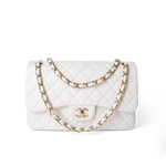 CHANEL Handbag Classic Flap / White White Caviar Quilted Jumbo Classic Flap Light Gold Hardware -Knockoff
