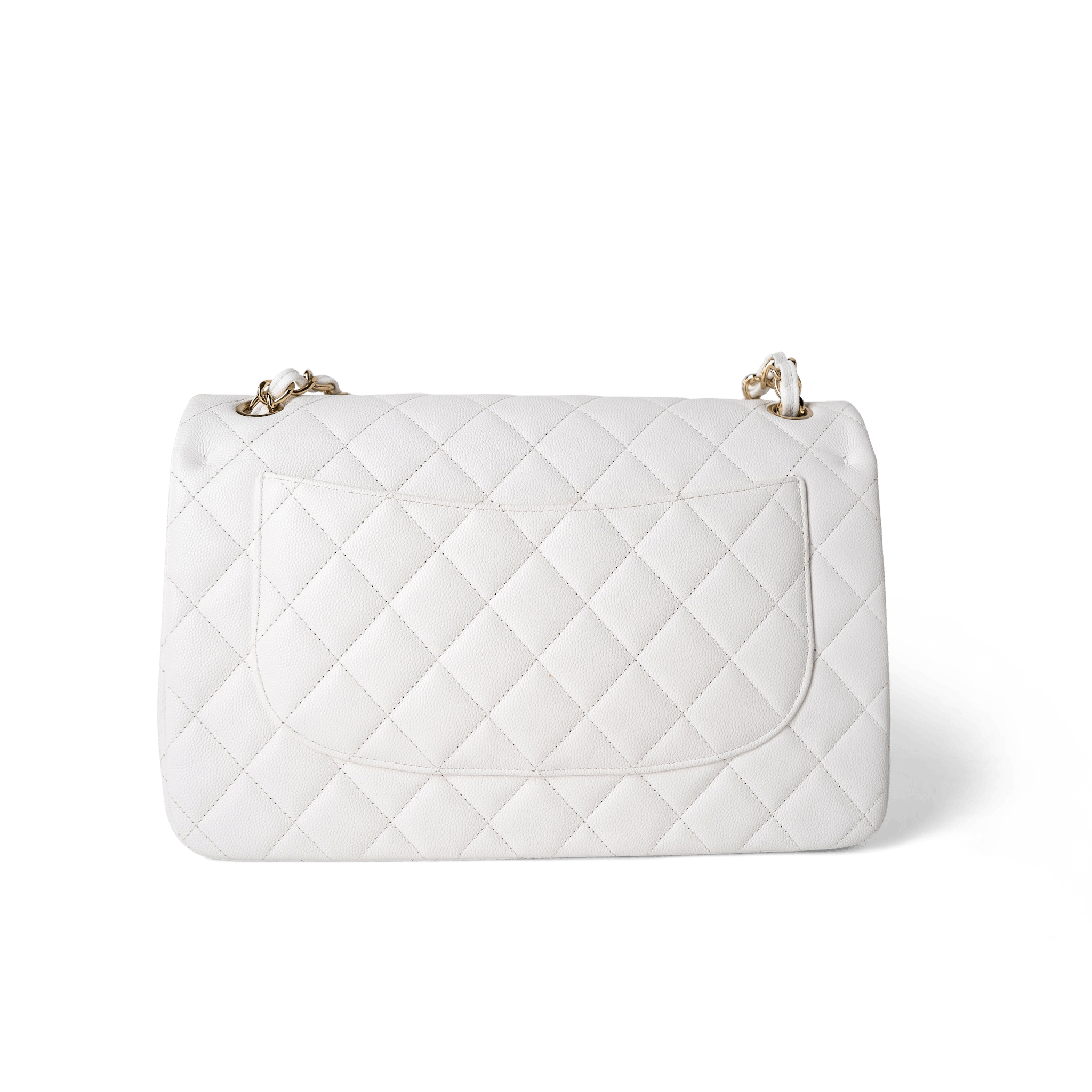 CHANEL Handbag Classic Flap / White White Caviar Quilted Jumbo Classic Flap Light Gold Hardware -Knockoff
