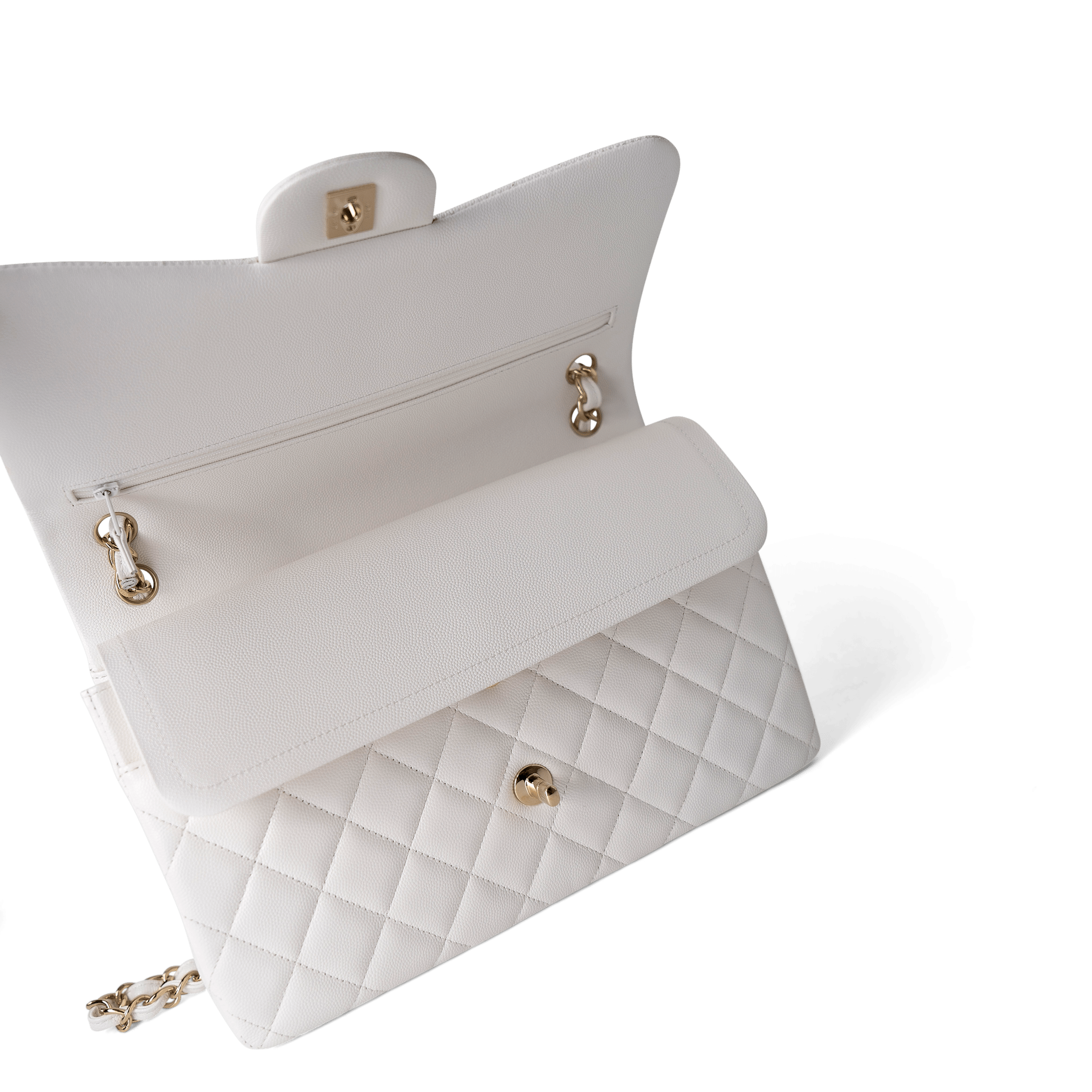 CHANEL Handbag Classic Flap / White White Caviar Quilted Jumbo Classic Flap Light Gold Hardware -Knockoff
