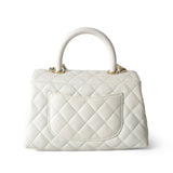 CHANEL Handbag Coco handle / White 21A White Caviar Quilted Coco Handle Small Light Gold Hardware -Knockoff
