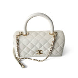 CHANEL Handbag Coco handle / White 21A White Caviar Quilted Coco Handle Small Light Gold Hardware -Knockoff
