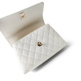 CHANEL Handbag Coco handle / White 21A White Caviar Quilted Coco Handle Small Light Gold Hardware -Knockoff
