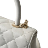 CHANEL Handbag Coco handle / White 21A White Caviar Quilted Coco Handle Small Light Gold Hardware -Knockoff
