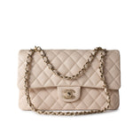 CHANEL Handbag Cream 20C Light Beige Caviar Quilted Classic Flap Medium Light Gold Hardware -Knockoff
