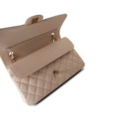 CHANEL Handbag Cream 20C Light Beige Caviar Quilted Classic Flap Medium Light Gold Hardware -Knockoff
