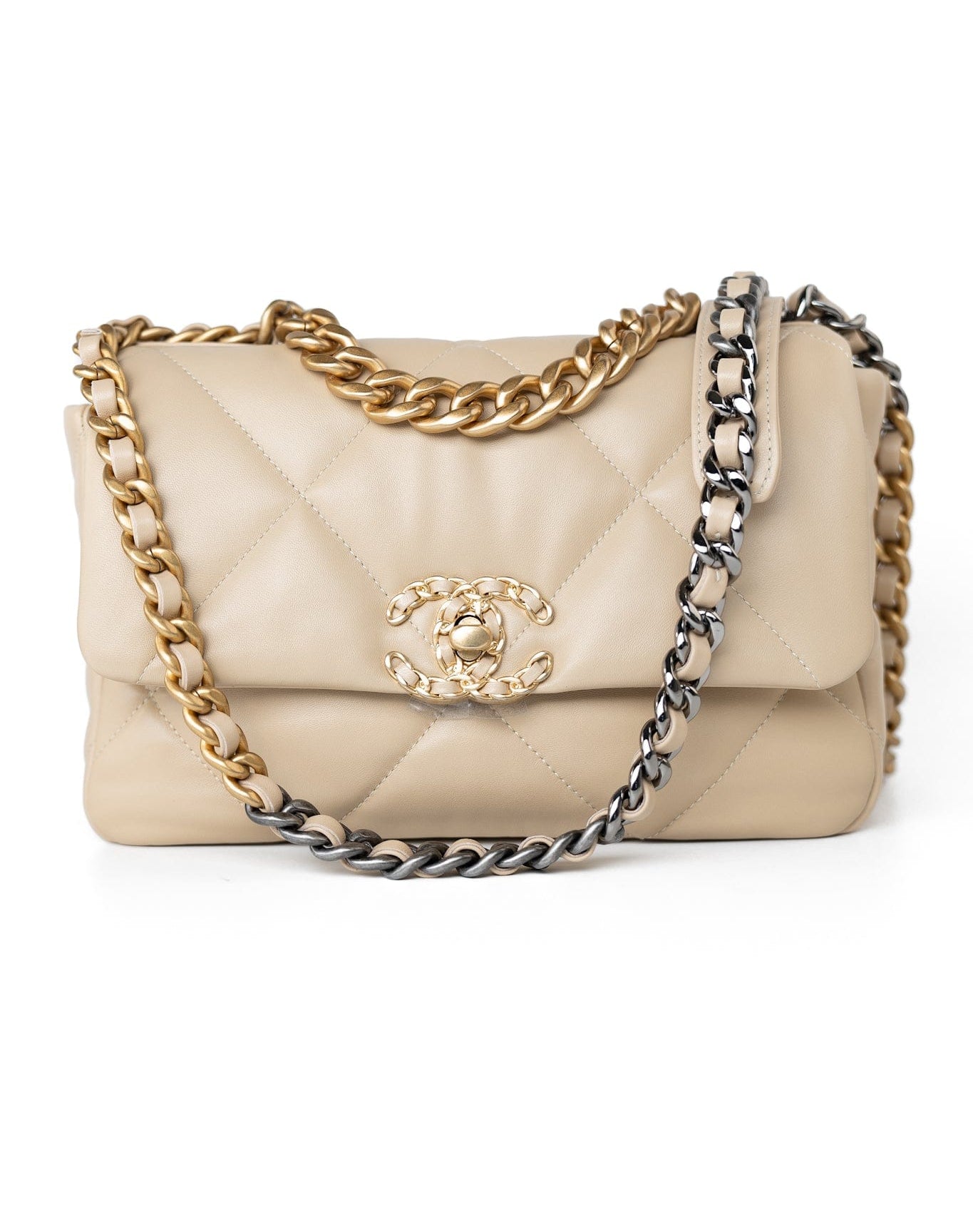 CHANEL Handbag Cream 22S Beige Lambskin Quilted Small 19 Flap Mixed Hardware -Knockoff
