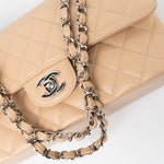 CHANEL Handbag Cream Beige Clair Caviar Quilted Classic Flap Medium Silver Hardware -Knockoff
