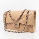 CHANEL Handbag Cream Beige Clair Caviar Quilted Classic Flap Medium Silver Hardware -Knockoff
