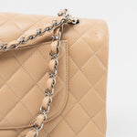 CHANEL Handbag Cream Beige Clair Caviar Quilted Classic Flap Medium Silver Hardware -Knockoff
