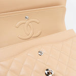 CHANEL Handbag Cream Beige Clair Caviar Quilted Classic Flap Medium Silver Hardware -Knockoff
