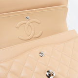 CHANEL Handbag Cream Beige Clair Caviar Quilted Classic Flap Medium Silver Hardware -Knockoff
