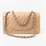 CHANEL Handbag Cream Beige Clair Caviar Quilted Classic Flap Medium Silver Hardware -Knockoff
