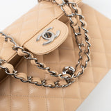 CHANEL Handbag Cream Beige Clair Caviar Quilted Classic Flap Medium Silver Hardware -Knockoff
