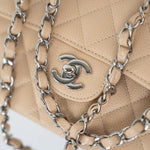 CHANEL Handbag Cream Beige Clair Caviar Quilted Classic Flap Small Silver Hardware -Knockoff
