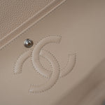 CHANEL Handbag Cream Beige Clair Caviar Quilted Classic Flap Small Silver Hardware -Knockoff
