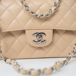 CHANEL Handbag Cream Beige Clair Caviar Quilted Classic Flap Small Silver Hardware -Knockoff
