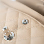 CHANEL Handbag Cream Beige Clair Caviar Quilted Classic Flap Small Silver Hardware -Knockoff
