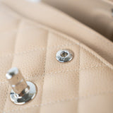 CHANEL Handbag Cream Beige Clair Caviar Quilted Classic Flap Small Silver Hardware -Knockoff
