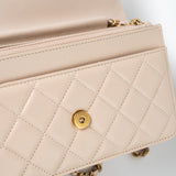 CHANEL Handbag Cream Nude/ Ecru Lambskin Quilted Chain Around Wallet On Chain WOC Aged Gold Hardware -Knockoff
