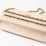 CHANEL Handbag Cream Nude/ Ecru Lambskin Quilted Chain Around Wallet On Chain WOC Aged Gold Hardware -Knockoff
