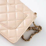 CHANEL Handbag Cream Nude/ Ecru Lambskin Quilted Chain Around Wallet On Chain WOC Aged Gold Hardware -Knockoff
