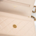 CHANEL Handbag Cream Nude/ Ecru Lambskin Quilted Chain Around Wallet On Chain WOC Aged Gold Hardware -Knockoff
