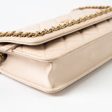 CHANEL Handbag Cream Nude/ Ecru Lambskin Quilted Chain Around Wallet On Chain WOC Aged Gold Hardware -Knockoff
