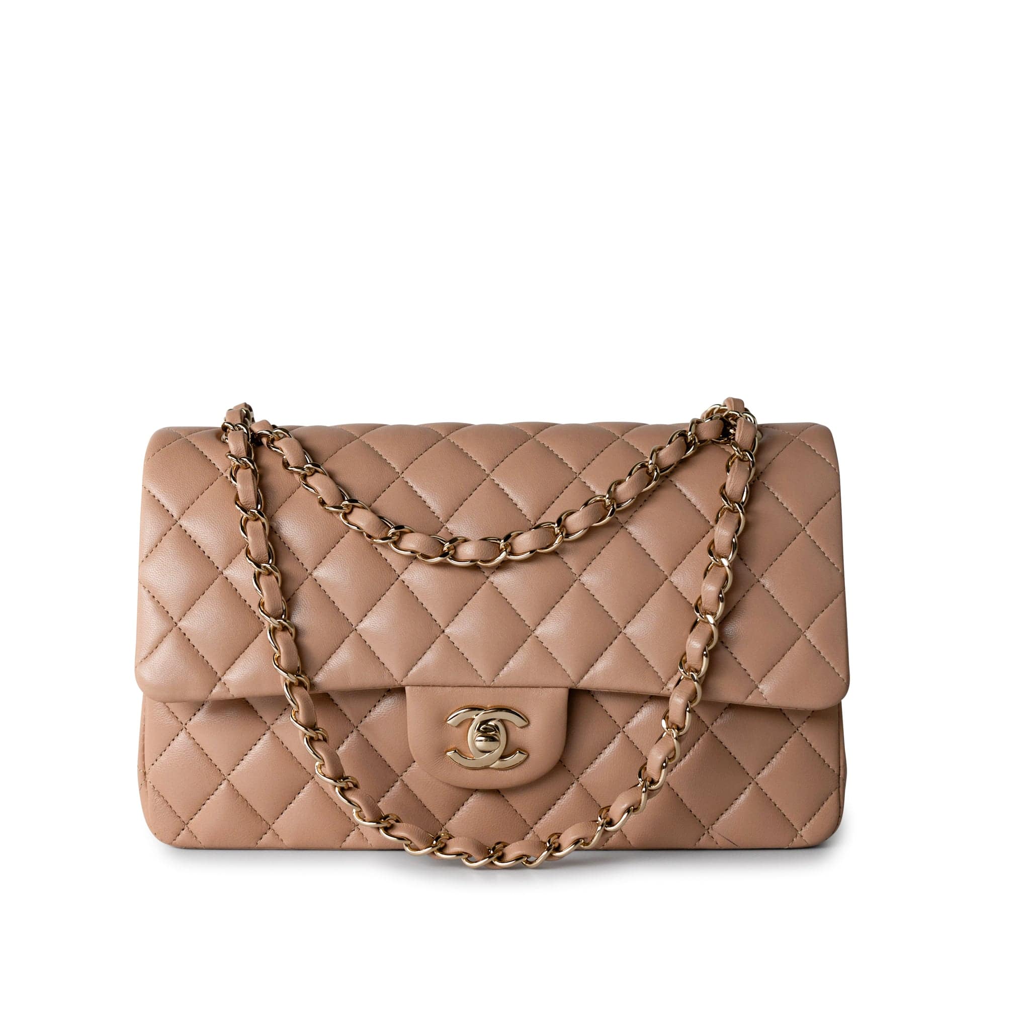 CHANEL Handbag Dark Beige Lambskin Quilted Medium Classic Flap -Knockoff
