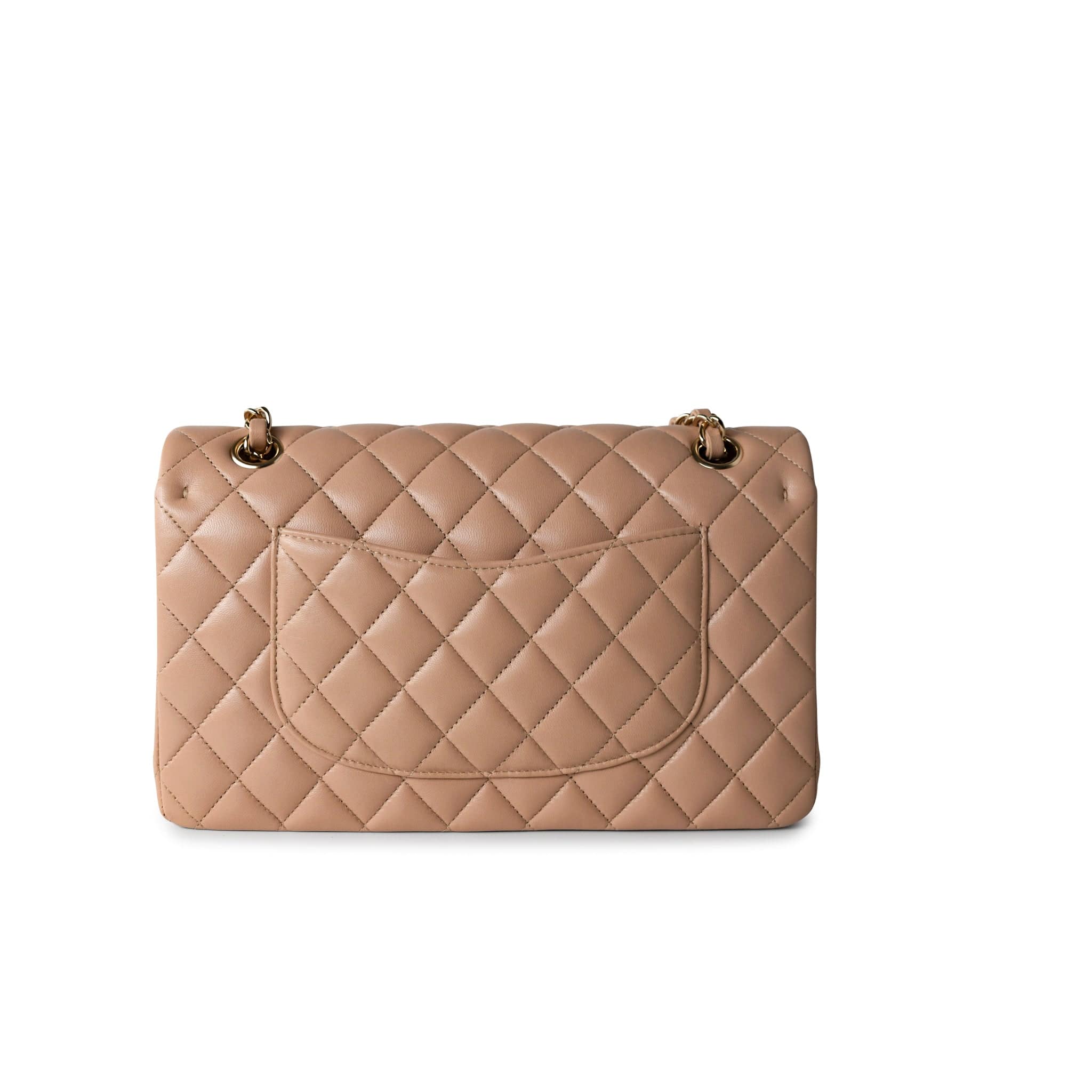 CHANEL Handbag Dark Beige Lambskin Quilted Medium Classic Flap -Knockoff
