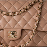 CHANEL Handbag Dark Beige Lambskin Quilted Medium Classic Flap -Knockoff
