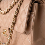 CHANEL Handbag Dark Beige Lambskin Quilted Medium Classic Flap -Knockoff
