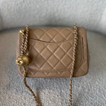 CHANEL Handbag Dark Beige Lambskin Quilted Pearl Crush Mini Aged Hardware -Knockoff
