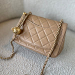 CHANEL Handbag Dark Beige Lambskin Quilted Pearl Crush Mini Aged Hardware -Knockoff
