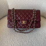 CHANEL Handbag Dark Red/Maroon Caviar Quilted Classic Flap Medium LGHW -Knockoff
