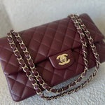 CHANEL Handbag Dark Red/Maroon Caviar Quilted Classic Flap Medium LGHW -Knockoff
