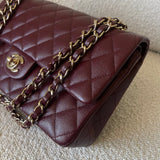 CHANEL Handbag Dark Red/Maroon Caviar Quilted Classic Flap Medium LGHW -Knockoff
