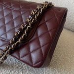 CHANEL Handbag Dark Red/Maroon Caviar Quilted Classic Flap Medium LGHW -Knockoff
