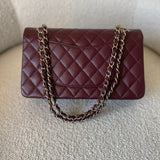 CHANEL Handbag Dark Red/Maroon Caviar Quilted Classic Flap Medium LGHW -Knockoff
