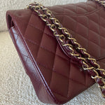 CHANEL Handbag Dark Red/Maroon Caviar Quilted Classic Flap Medium LGHW -Knockoff
