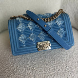 CHANEL Handbag Denim Pleated Old Medium Light Blue Boy Bag -Knockoff
