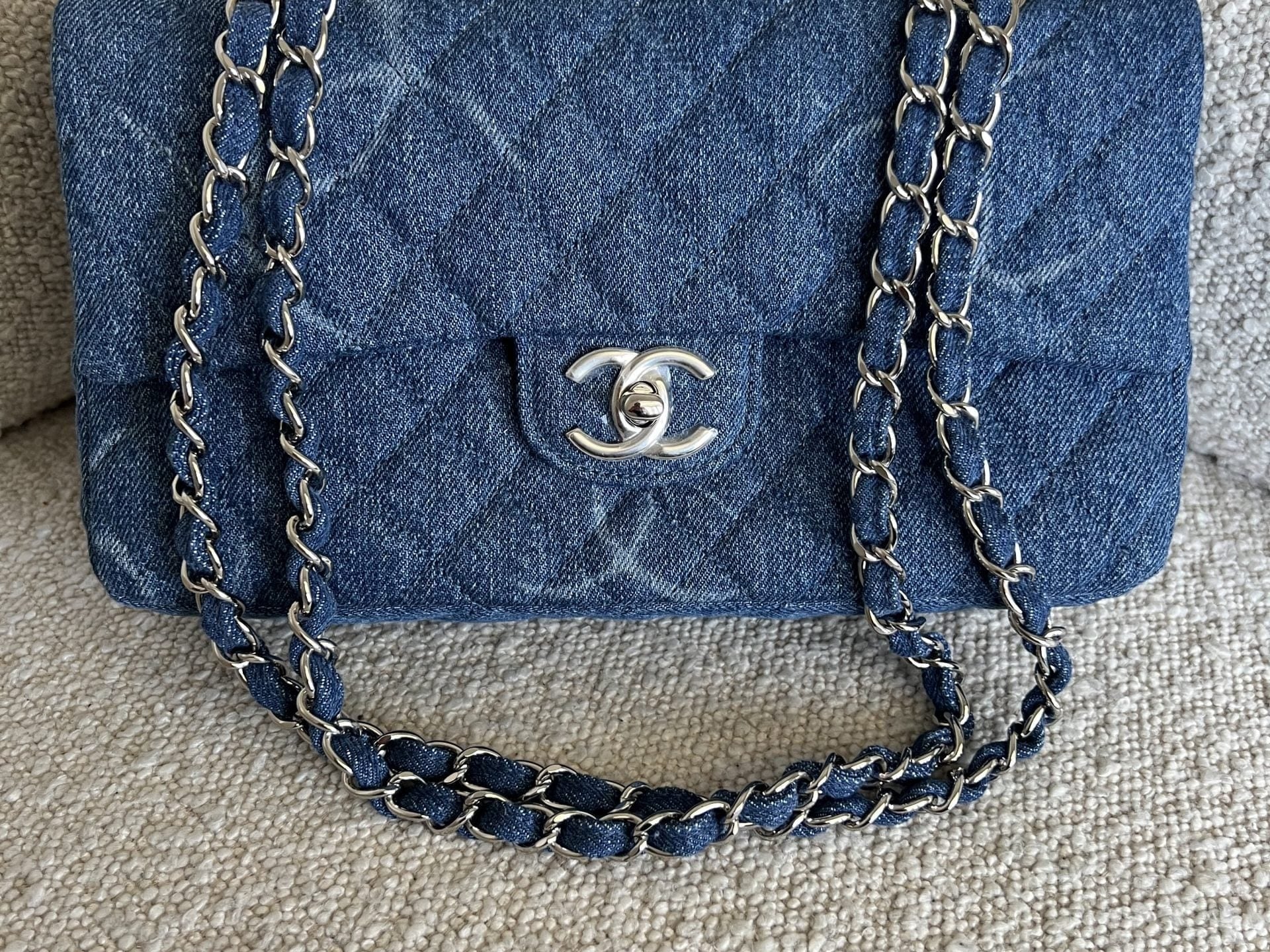 CHANEL Handbag Denim Quilted Single Flap Medium SHW -Knockoff
