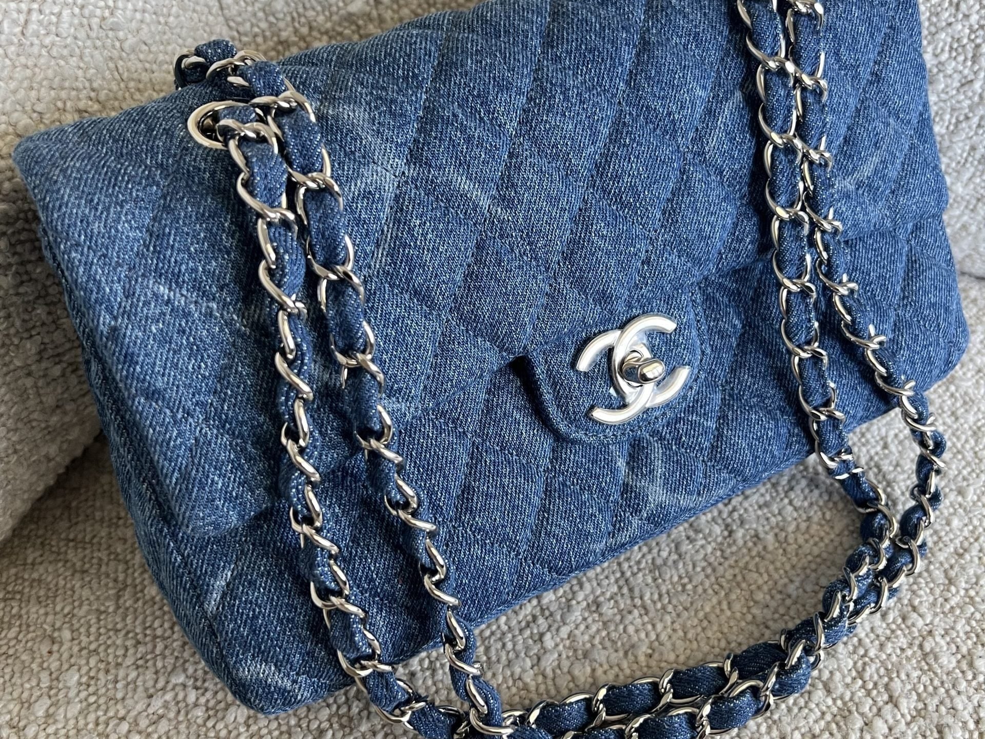 CHANEL Handbag Denim Quilted Single Flap Medium SHW -Knockoff
