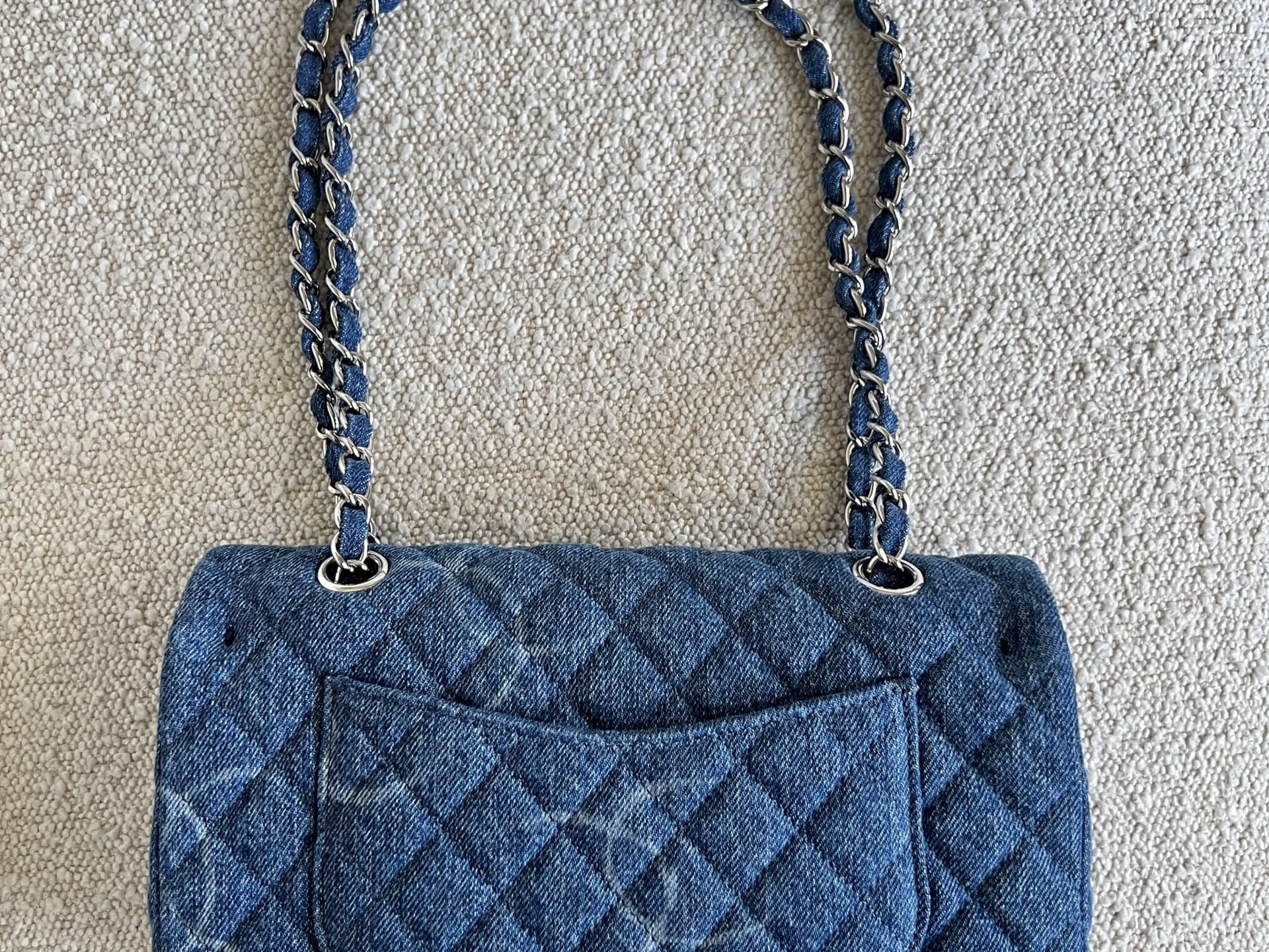 CHANEL Handbag Denim Quilted Single Flap Medium SHW -Knockoff
