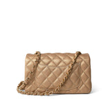 CHANEL Handbag Gold 15C Gold Caviar Quilted Mini Rectangular Flap Antique Gold Hardware -Knockoff
