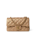 CHANEL Handbag Gold 15C Gold Caviar Quilted Mini Rectangular Flap Antique Gold Hardware -Knockoff
