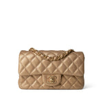 CHANEL Handbag Gold 15C Gold Caviar Quilted Mini Rectangular Flap Antique Gold Hardware -Knockoff
