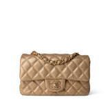 CHANEL Handbag Gold 15C Gold Caviar Quilted Mini Rectangular Flap Antique Gold Hardware -Knockoff
